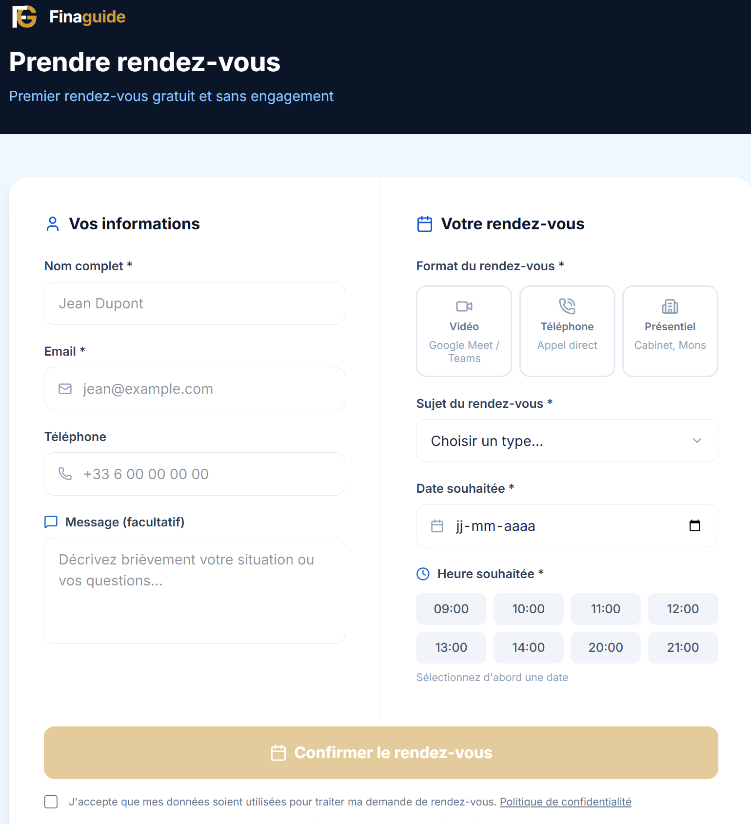 Prise de rendez-vous